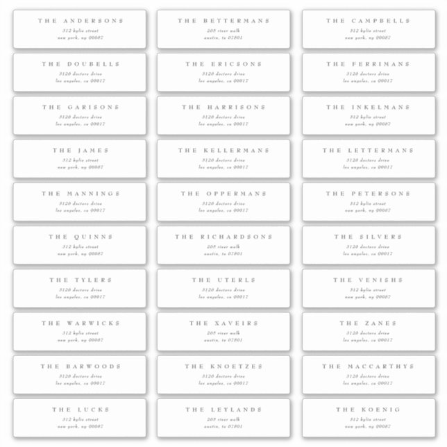 Classic Dark Gray individual wedding address Sticker (Front)