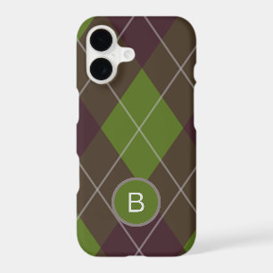 Classic Dark Green Argyle Pattern Monogram iPhone 17 Case