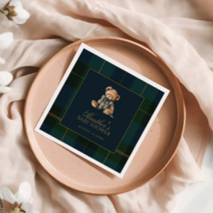 Classic Dark Green & Blue Plaid Baby Shower Napkins