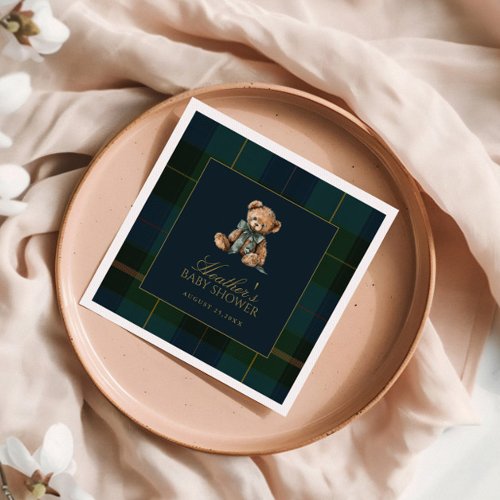 Classic Dark Green & Blue Plaid Baby Shower