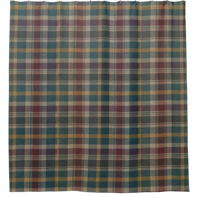 Classic Dark Green Burgundy Plaid Shower Curtain