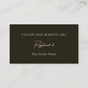 Classic Dark Green Chic Wedding Registry Enclosure Card