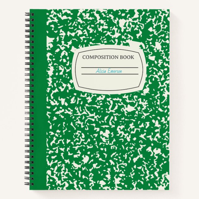 Classic Dark Green Customizable Composition  Notebook (Front)