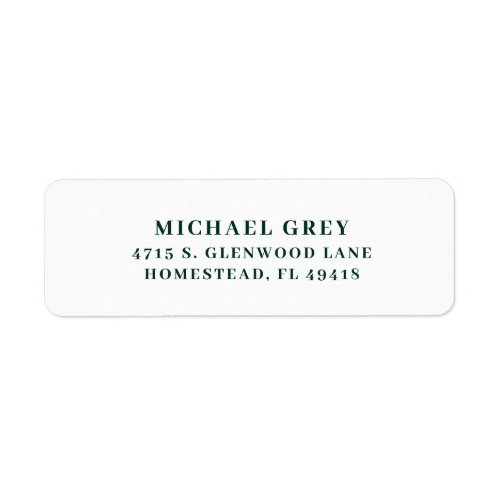 Classic Dark Green Modern Return Address Label