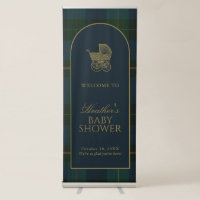 Classic Dark Green Plaid Baby Shower Banner