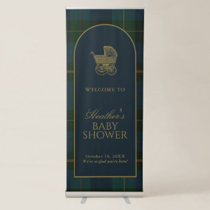 Classic Dark Green Plaid Baby Shower Banner