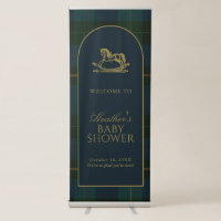 Classic Dark Green Plaid Baby Shower Banner