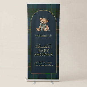Classic Dark Green Plaid Baby Shower Banner