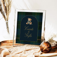 Classic Dark Green Plaid Baby Shower Cards & Gifts
