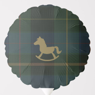 Classic Dark Green Plaid Equestrian Baby Shower Balloon