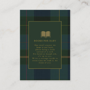Classic Dark Green Plaid Equestrian Baby Shower Enclosure Card