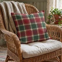 Classic Dark Green Red Yellow Plaid Pattern
