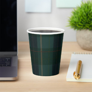 Classic Dark Green Tartan Plaid Paper Cups