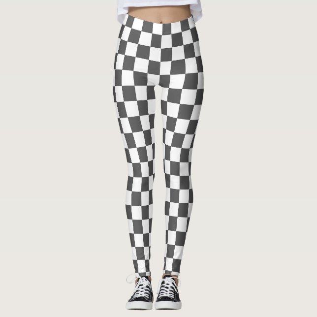 Classic dark grey checkerboard leggings (Front)