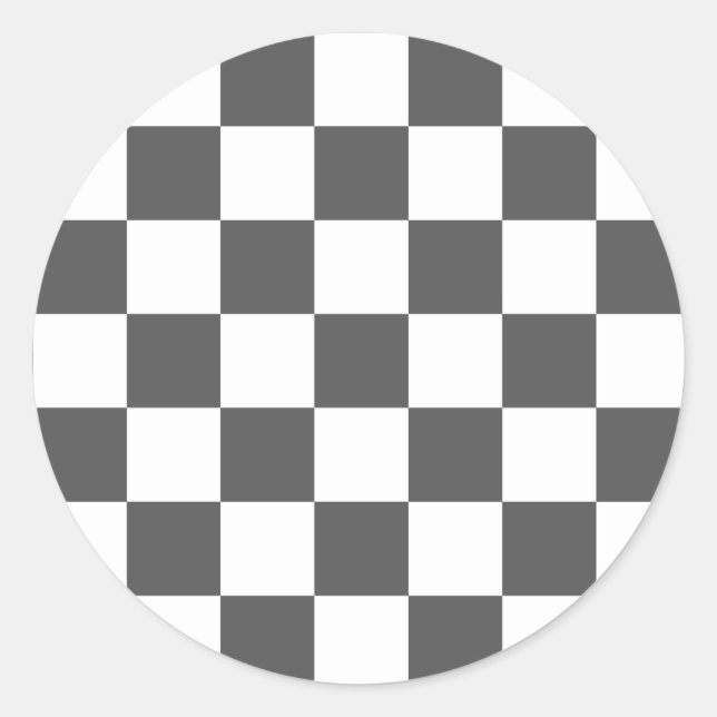 Classic dark grey checkerboard round sticker (Front)