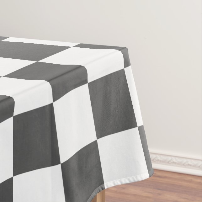 Classic dark grey checkerboard tablecloth (In Situ)