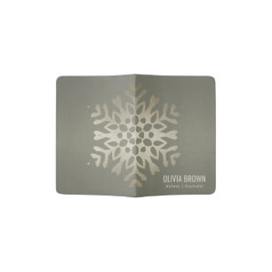 CLASSIC DARK GREY SILVER LEATHER MANDALA MONOGRAM PASSPORT HOLDER