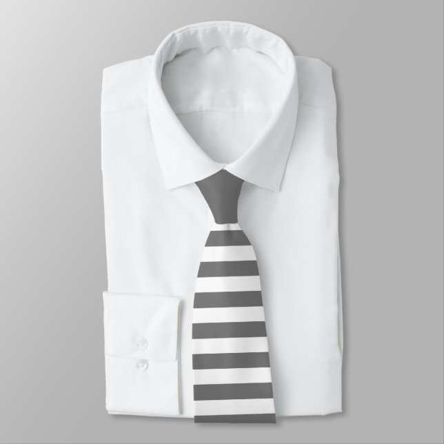 CLASSIC DARK GREY STRIPED NECK TIE (Tied)