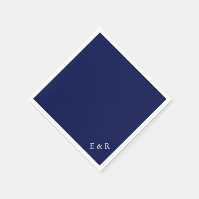 Classic Dark Navy Blue Wedding Napkins (Corner)