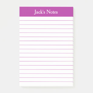 Classic Dark Pink Lined Personalized Post-it Notes