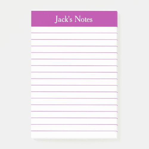 Classic Dark Pink Lined Personalized Post_it Notes