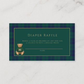 Classic Dark Plaid Lauren Inspired Baby Shower Enclosure Card