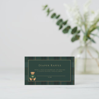 Classic Dark Plaid Lauren Inspired Baby Shower Enclosure Card