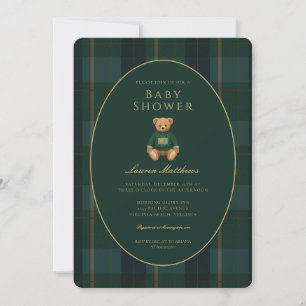 Classic Dark Plaid Lauren Inspired Baby Shower Invitation