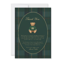 Classic Dark Plaid Lauren Inspired Baby Shower Thank You Card