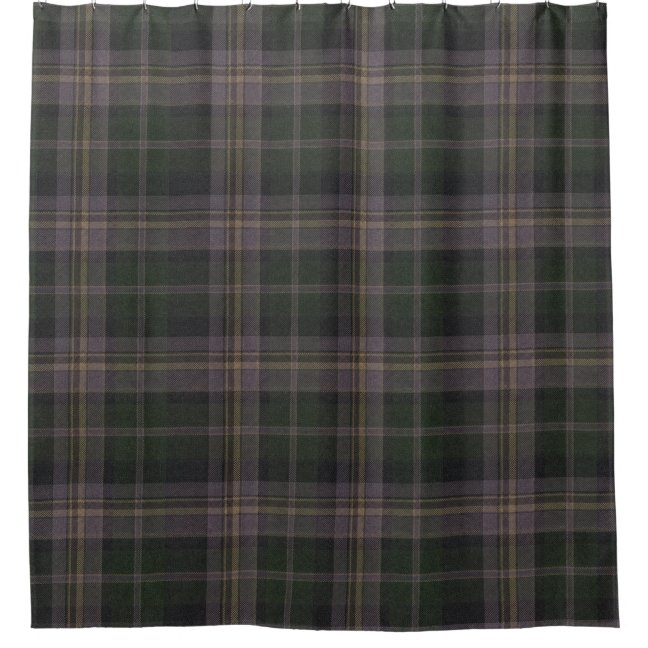 Classic Dark Plaid Pattern Forest Green Charcoal Shower Curtain