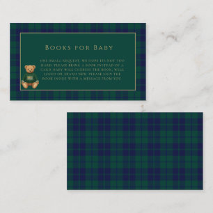 Classic Dark Plaid Vintage Bear Baby Shower  Enclosure Card