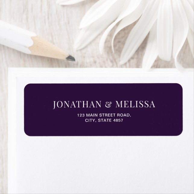 Classic Dark Purple Typography Wedding Address Label (Insitu)