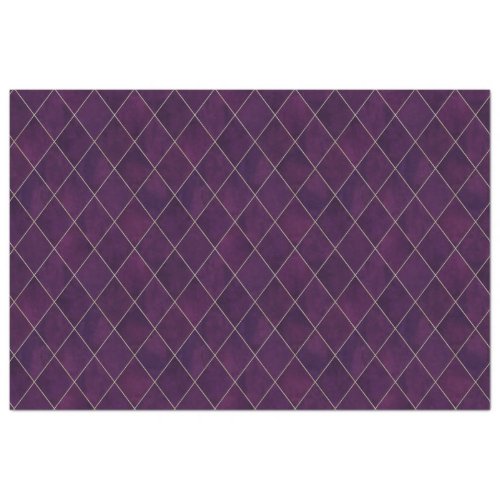 Classic Dark Purple Velvet Argyle Pattern Luxury Tissue Paper