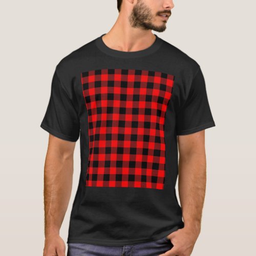 Classic Dark Red and Black Lumberjack Buffalo Plai T_Shirt