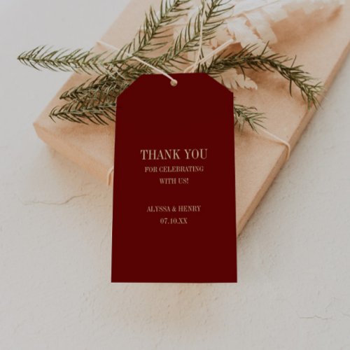 Classic Dark Red Monogram Wedding Thank You