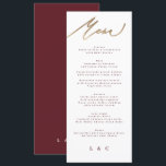 Classic Dark Red Plum Burgundy Calligraphy Wedding Menu<br><div class="desc">part of a collection
*not real foil</div>