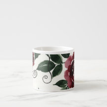 Classic Dark Red Rose Floral Ceramic Specialty Mug