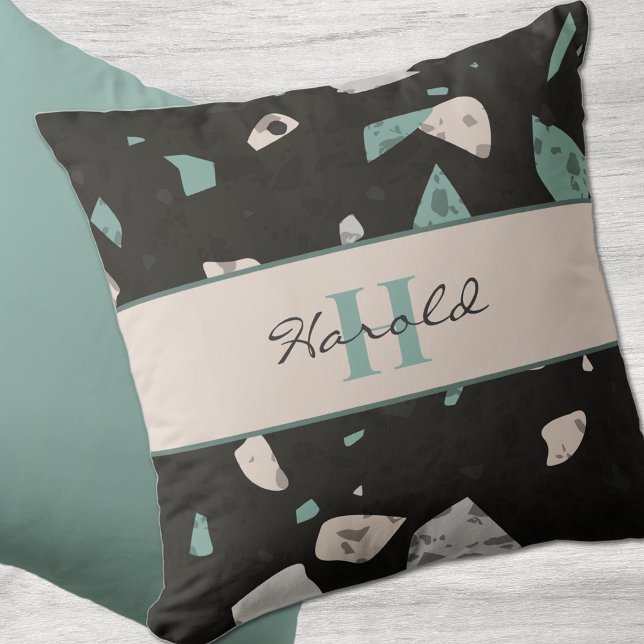 Classic Dark Terrazzo Pattern Office Chair Throw Pillow (Creator Uploaded)