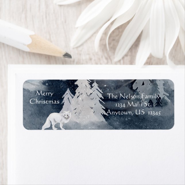 Classic dark winter scene with fox Christmas Holid Label (Insitu)