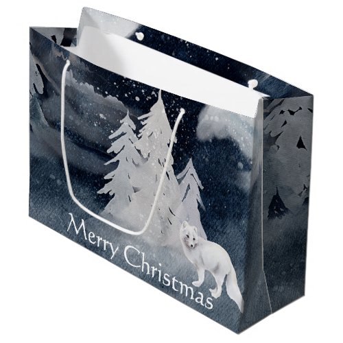 Classic dark winter scene with fox Christmas  Large Gift Bag
