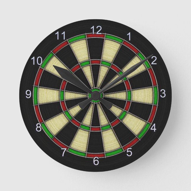 Classic Dart Board Design, Darts, Dart Games Round Clock (Front)