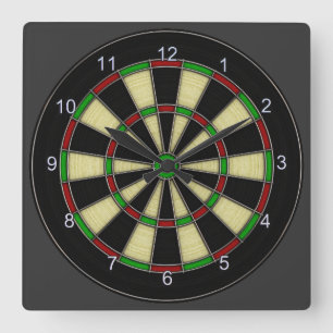 Classic Dart Board Design, Darts, Dart Games Square Wall Clock
