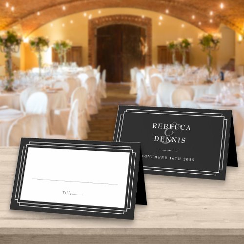 Classic Deco  Black and White Wedding Place Card