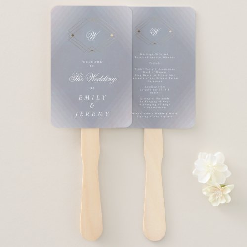 Classic Deco Gold Vintage Grey Calligraphy Wedding Hand Fan