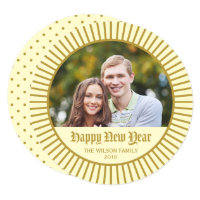 Classic Decorative Cream Happy New Year Photo Card