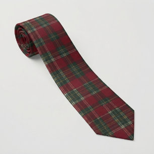 Classic Deep Red and Forest Green Tartan Plaid  Neck Tie