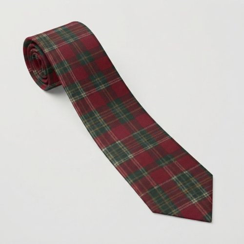 Classic Deep Red and Forest Green Tartan Plaid Neck Tie