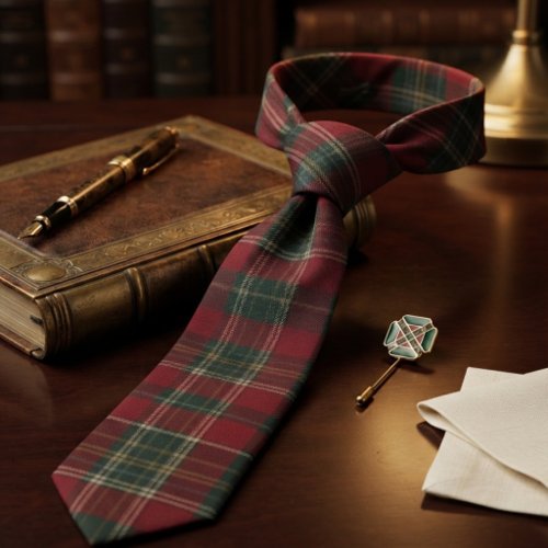 Classic Deep Red and Forest Green Tartan Plaid Neck Tie