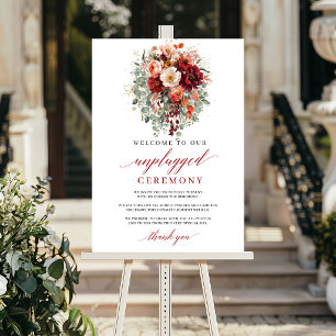 Classic Deep Red Autumn Unplugged Ceremony Sign
