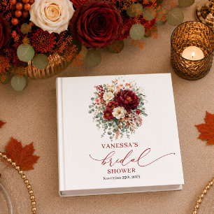 Classic deep red floral autumn bridal shower binde 3 ring binder